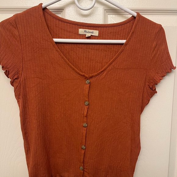 Madewell Ribbed Button Front Tee - Picture 3 of 5